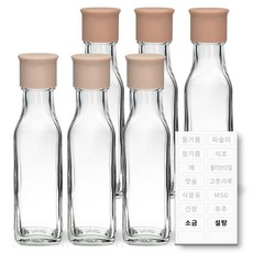 헥사 실리콘뚜껑 꾹꾹 사각 오일병 투명 6p + 투명 라벨 양념, 1개, 120ml