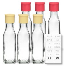 헥사 실리콘뚜껑 꾹꾹 사각 오일병 투명 6p + 투명 라벨 쉐프, 1개, 120ml