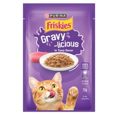 프리스키 고양이 퓨리나 그레이비 참치 주식 습식 파우치, 70g, 12개, 닭