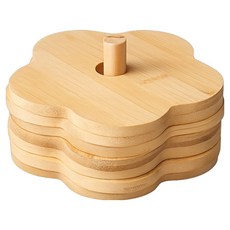 Maket Gamseong 竹製杯墊 4入 + 收納架組合