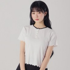 I LOVE J Seri 波浪細褶短袖T恤