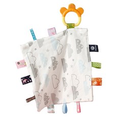 Kori Deer 可莉鹿 繽紛豆豆標籤固齒器咬咬安撫巾, 雲朵, 1個, 單品
