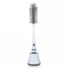 Nuby 2in1矽膠奶嘴奶瓶刷 站立式, 灰色, 1個