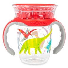 Nuby 360度兩階段學飲杯 240ml, 紅色恐龍, 1個