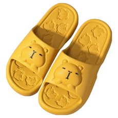 mondeuseupat 可愛小熊柔軟氣墊防滑浴室拖鞋 YY58148, 黃色, 1個