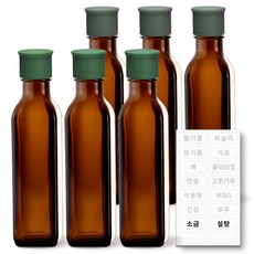 헥사 꾹꾹 실리콘 뚜껑 사각 오일병 갈색 180ml 2종 x 3p TYPE3 샐러드 + 투명 라벨 세트, 1세트