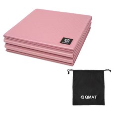 QMAT 方折疊瑜珈墊 台灣製 附收納袋, 櫻花粉, 1個