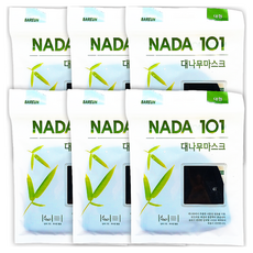 나다101 바른 대나무 숨쉬기 편안한 통풍 입체 면마스크 대형 NADA101, 검정, 6개, 1개입