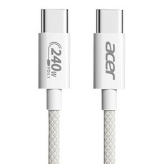 acer 宏碁 PD Type-C-Type-C大功率快速充電傳輸線 240W OCB4F1, 白色, 1個, 2m
