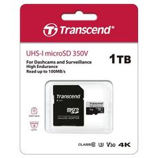 Transcend 創見 USD350V High Endurance microSDXC 高耐用記憶卡 附轉卡 UHS-I U3 TS1TUSD350V, 1個, 1TB