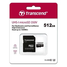 Transcend 創見 USD350V High Endurance microSDXC 高耐用記憶卡 附轉卡 UHS-I U3 TS512GUSD350V, 1個, 512GB