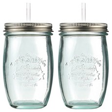 산미구엘 알로하 드링크자 에메랄드 + 빨대 세트, 2세트, 450ml
