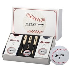 SRIXON Qstar 棒球版 聚氨酯高爾夫球 3層 4入 + 2種球梯 + 球標組