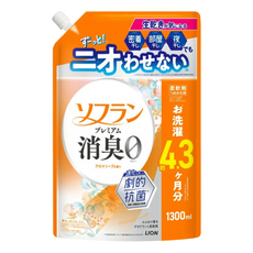 LION 獅王 Soflan 強力消臭柔軟精 橘色皂香 補充包, 1個, 1.3L