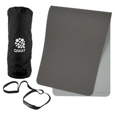 QMAT 台灣製 瑜珈墊 附束帶 + 外出袋, 黑色, 1個