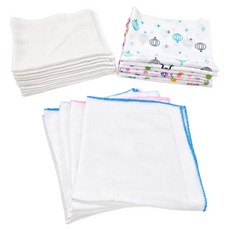 HARAROI 客製化純棉壓花紗布手帕 臉部洗臉用 12入 隨機出貨 + 哺乳圍兜用 8入 + 屁屁身體用 5入 套組