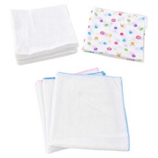 HARAROI 客製化純棉壓花紗布手帕 臉部洗臉用 5入 隨機出貨 + 哺乳圍兜用 2入 + 臀部身體用 3入 套組