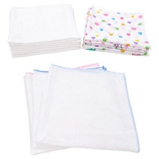 HARAROI 客製化純棉壓花紗布手帕 臉部洗臉用 7入 隨機出貨 + 哺乳圍兜用 5入 + 屁屁身體用 3入 套組