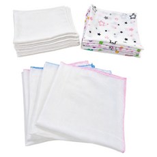 HARAROI 客製化純棉壓花紗布手帕 口臉洗用 10入 隨機出貨 + 哺乳圍兜用 6入 + 臀部身體用 4入 套組