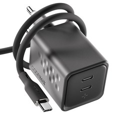 코드웨이 50W 초고속 충전기 + 100W C to C 타입 충전 케이블 2m 세트, 나이트 블랙, 1세트