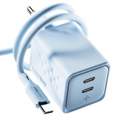 코드웨이 50W 초고속 충전기 + 100W C to C 타입 충전 케이블 2m 세트, 아이스 블루, 1세트