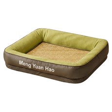 Meng Yuan Hao 寵物深睡包覆皮絨睡窩, 灰拼綠, 1個