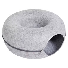 KAOJING 高精寵物 甜甜圈貓窩, 淺灰色, 1個
