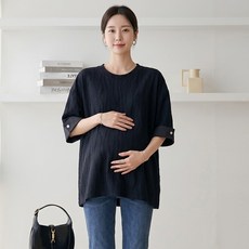 인피어스 빅사이즈 웨이브 캐주얼 임산부 반팔 티셔츠 I263-0366