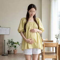 인피어스 스퀘어넥 퍼프 러블리 임부 블라우스 I263-0361