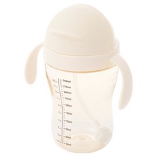 AttiRabbit 幼兒用防漏一體式蓋360度吸管杯, 象牙白, 1個, 300ml