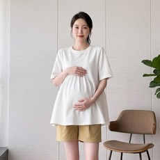 인피어스 임산부 루즈핏 소프트 반팔 티셔츠 I263-0364