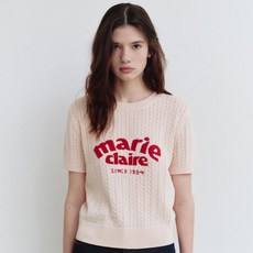 marie claire 美麗佳人 女款提花麻花棉質短袖針織衫 MAFBKN07M