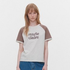 마리끌레르 여성용 컬러블록 패치 나그랑 반팔 티셔츠 MAGBTS02M