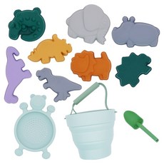 Toyto 矽膠玩沙多合一可折疊軟沙玩具 圓形動物 11件組, 混合色, 1套
