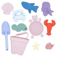 Toyto 矽膠玩沙多合一可折疊軟沙玩具 方形海洋生物 11件組, 混合色, 1套