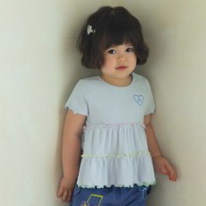 아이러브제이 아동용 멜멜 모린 프릴 반팔 티셔츠