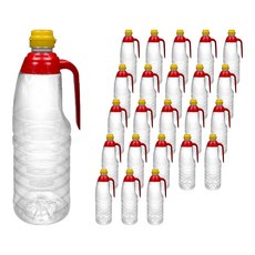 協具 醬油 魚露 手把 PET瓶 紅色 1L + 瓶蓋 黃色 套組