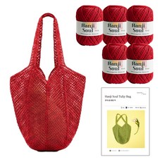 yarna 튤립 백 DIY 패키지 한지소울 5p + 인쇄도안 세트, 714 레드, 1세트