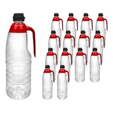 Hyeopgu 醬油 魚露 附把手 PET瓶 紅色 1L + 黑色瓶蓋組, 15套