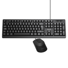 PHILIPS 飛利浦 104鍵有線鍵盤滑鼠組, 黑色, SPT6234, 普通型