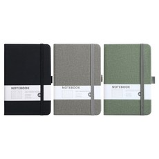 TODAY LIVING 高級 A6 小型內頁100張精裝橫線筆記本 3入組 R98375A, 3個, 黑色+灰色+綠色