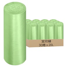 宜欣緣 加厚香氛手提式垃圾袋 艾草香 5連捲 100入, 6套, 20L