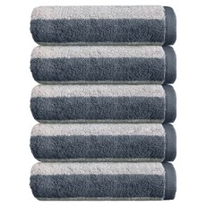 Roxin 日常時尚系列條紋柔和色調飯店洗臉毛巾 40 x 90 cm 160g 40支精梳棉, 5個, 灰色