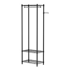 KI WISH 居家生活 台灣製三層輕型衣櫥架 附吊衣桿 60cm + 波浪掛桿, 黑色