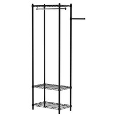 KI WISH 居家生活 台灣製三層輕型衣櫥架 附吊衣桿 60cm + 35側邊掛桿, 黑色