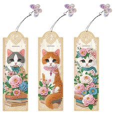 투데이리빙 보석 십자수 책갈피 만들기 DIY 키트 3종 세트 R98159, 고양이(R98159A), 1세트 고양이(R98159A), 1세트