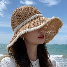 防曬珍珠夏季草帽