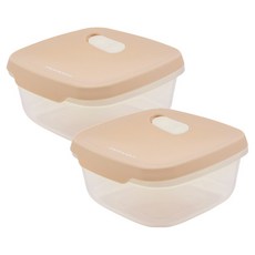 모모빈 실리콘 이중 밀폐 이유식 보관 용기, 370ml, 크림브륄레, 2개