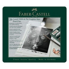 FABER-CASTELL 輝柏 PITT霧面石墨鉛筆 & Castell 9000 套組, 黑芯, 1套