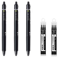 PILOT 百樂 FRIXION 按壓式可擦原子筆, 0.7mm黑色3支+補充蕊(3支入)2個組合, 1套